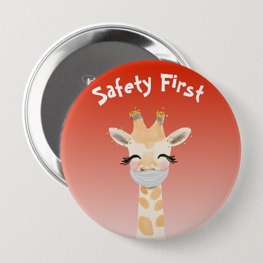 Sicherheit Erste Giraffe Tier Niedlich Button (Vorne & Hinten)