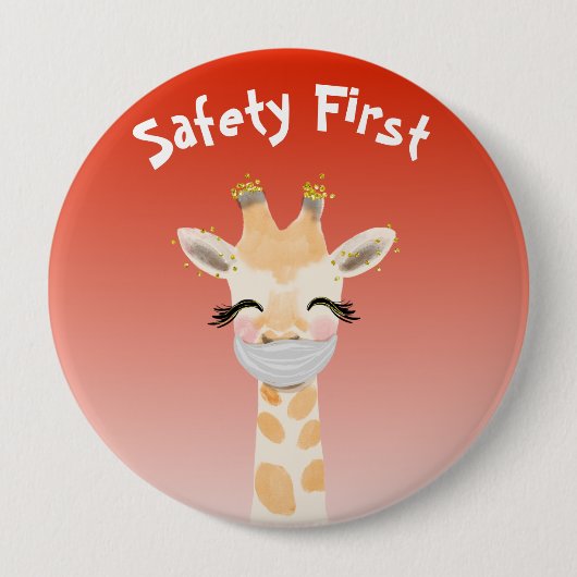 Sicherheit Erste Giraffe Tier Niedlich Button (Vorderseite)