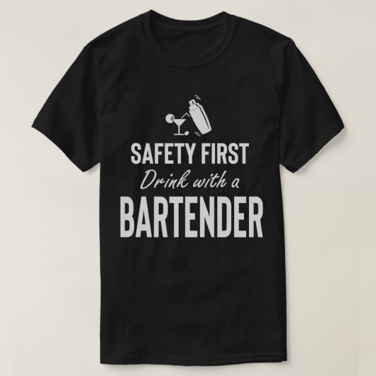 SICHERHEIT ERSTER GETRÄNK MIT BARKEEPER T-Shirt (Design vorne)