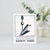 Sicherheit geht vor postkarte (Stehend Vorderseite)