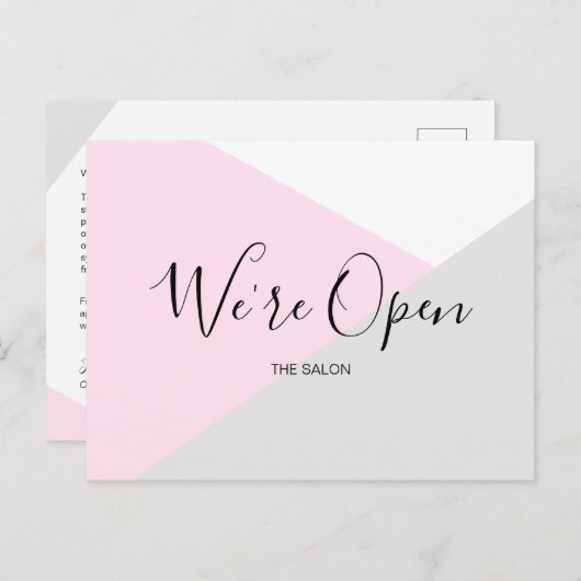 Sicherheit im Salon: Modernes rosa und graues Anno Postkarte (Vorne/Hinten)