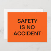 SICHERHEIT IST KEIN UNFALLSICHERHEITSORANGE POSTER POSTKARTE (Vorne/Hinten)