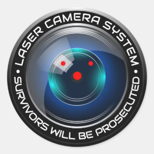 Sicherheit Kamera Laser System Überwachung Humor Runder Aufkleber