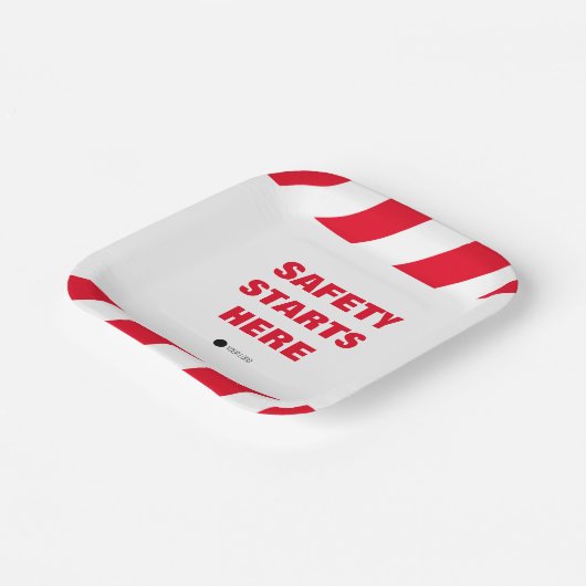 Sicherheit startet hier Party der Feuerwehr Pappteller (Gewinkelt)