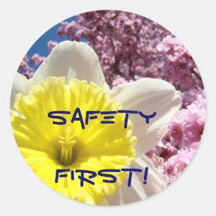 Sicherheit zuerst! Aufkleber Helle Farbige Blumen