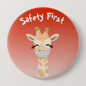 Sicherheit zuerst Giraffe Tier Süß Button (Vorderseite)