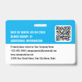 Sicherheits-ID-Foto-Logo-QR-Code Blau Mitarbeiter Ausweis (Rückseite)