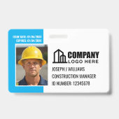 Sicherheits-ID-Foto-Logo-QR-Code Blau Mitarbeiter Ausweis (Vorderseite)
