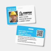 Sicherheits-ID-Foto-Logo-QR-Code Blau Mitarbeiter Ausweis (Vorder- & Rückseite)