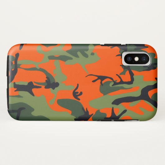 Sicherheits-orange und grüne Camouflage Case-Mate iPhone Hülle (Rückseite (Horizontal))