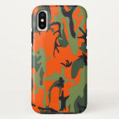 Sicherheits-orange und grüne Camouflage Case-Mate iPhone Hülle (Rückseite)