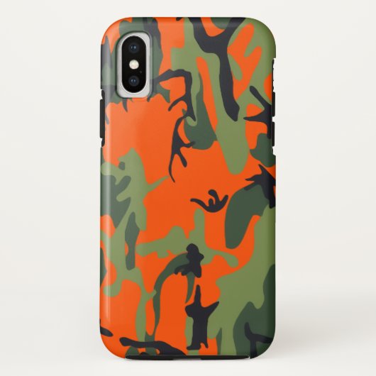 Sicherheits-orange und grüne Camouflage Case-Mate iPhone Hülle (Rückseite)