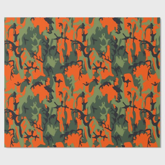 Sicherheits-orange und grüne Camouflage Geschenkpapier (Flach)