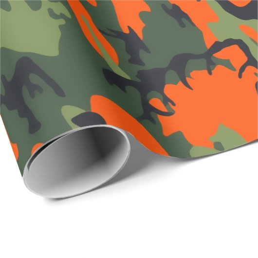Sicherheits-orange und grüne Camouflage Geschenkpapier (Rolleneckpunkt)