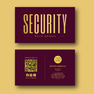 Sicherheits-QR-Code-Logo Burgund und Gold Visitenkarte