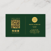 Sicherheits-QR-Code-Logo Dunkelgrün und Gold Visitenkarte (Rückseite)