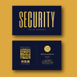 Sicherheits-QR-Code-Logo Navy und Gold Visitenkarte
