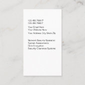 Sicherheits-Visitenkarten Visitenkarte (Rückseite)