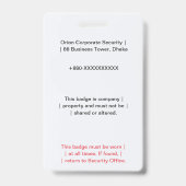 Sicherheitsausweis | Firmenausweis – QR ID Ausweis (Rückseite)