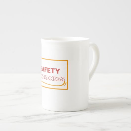 Sicherheitsbewusstsein Roter Text Gelbe Grenze Sic Porzellantasse (Vorderseite Rechts)