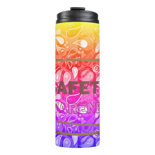 Sicherheitsbewusstsein Roter Text Gelbe Grenze Sic Thermosbecher (Vorderseite)