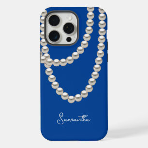 Sicherheitsblau-Perlen-Halskette iPhone 15 Pro Max Hülle