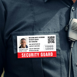 Sicherheitsdienst Ausweis Foto Name Logo QR Rot Namenschild