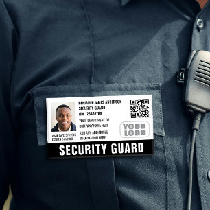 Sicherheitsdienst Ausweis Foto Name Logo QR Schwar Namenschild