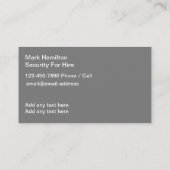 Sicherheitsdienste für leihglänzende Visitenkarten Visitenkarte (Rückseite)