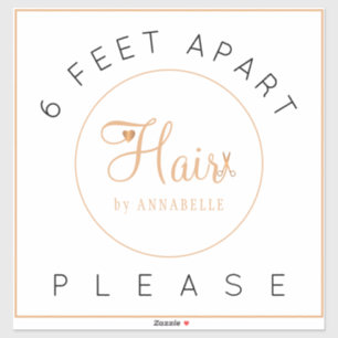 Sicherheitsdistanzzeichen Haarsalon Name eleganter Aufkleber