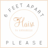 Sicherheitsdistanzzeichen Haarsalon Name eleganter Aufkleber (Vorderseite)