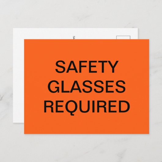 SICHERHEITSGLAS ERFORDERLICH SICHERHEITSORANGE POS POSTKARTE (Vorne/Hinten)