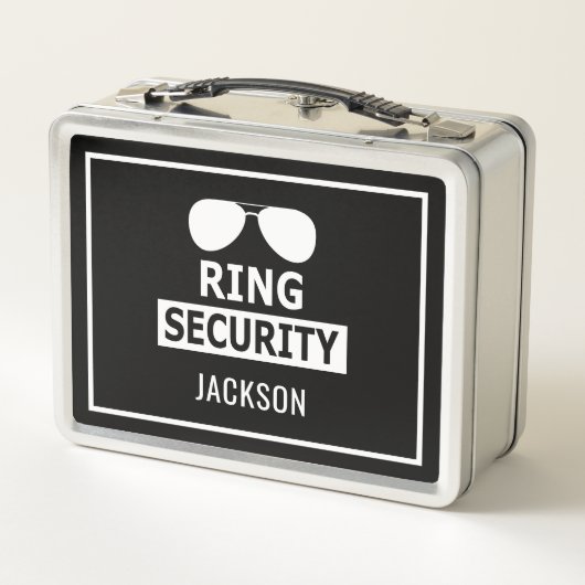 Sicherheitshinweis für den personalisierten Ring Metall Brotdose (Rückseite)