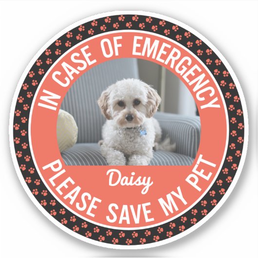 Sicherheitshinweis für Haustiere mit veränderbaren Aufkleber (Vorderseite)