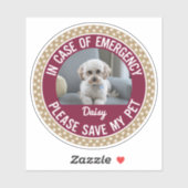 Sicherheitshinweis für Haustiere mit veränderbaren Aufkleber (Blatt)