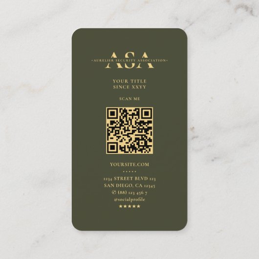 Sicherheitsingenieur Cyber Army Green Modern Visitenkarte (Rückseite)