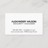 Sicherheitskamera | Vorhängeschloss-Codierung Visitenkarte (Rückseite)