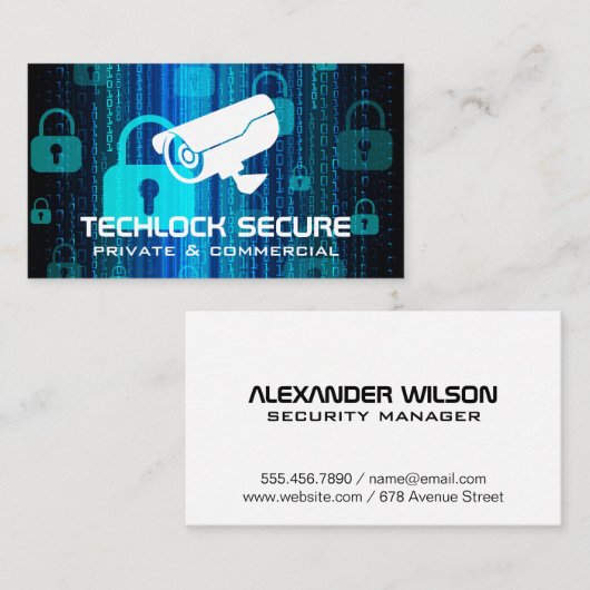 Sicherheitskamera | Vorhängeschloss-Codierung Visitenkarte (Vorne/Hinten)