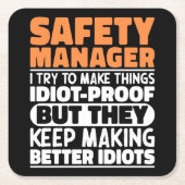 Sicherheitsmanager Ich versuche Dinge zu Lustigen  Rechteckiger Pappuntersetzer (Vorderseite)