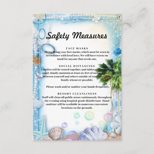 Sicherheitsmaßnahmen für tropische Strände Begleitkarte (Vorderseite)