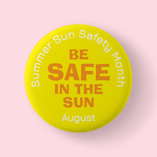 Sicherheitsmonat Gelber Sommer-Sonne-Button Button