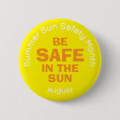 Sicherheitsmonat Gelber Sommer-Sonne-Button Button (Vorderseite)