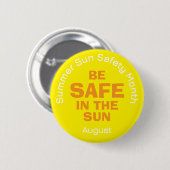 Sicherheitsmonat Gelber Sommer-Sonne-Button Button (Vorne & Hinten)