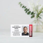 Sicherheitspersonal für den Bodyguard-ID-Foto Red Visitenkarte (Stehend Vorderseite)