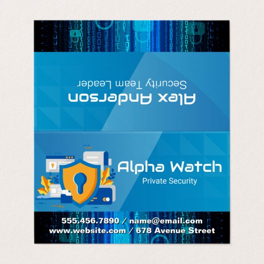 Sicherheitsteam | Cybercodierung | Tech Visitenkarten (Außenseite Aufgefaltet)