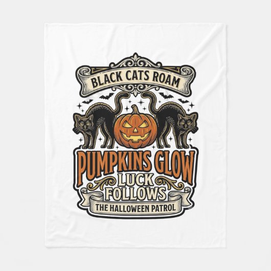 Sicherheitswache-Halloween-Shirt mit schwarzen Kat Fleecedecke (Vorderseite)