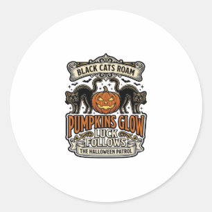 Sicherheitswache-Halloween-Shirt mit schwarzen Kat Runder Aufkleber