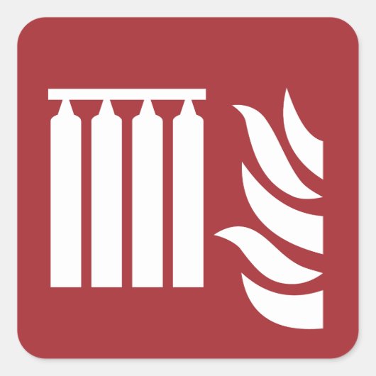 Sicherheitszeichen für fest eingebaute Feuerlöschb Quadratischer Aufkleber (Vorderseite)