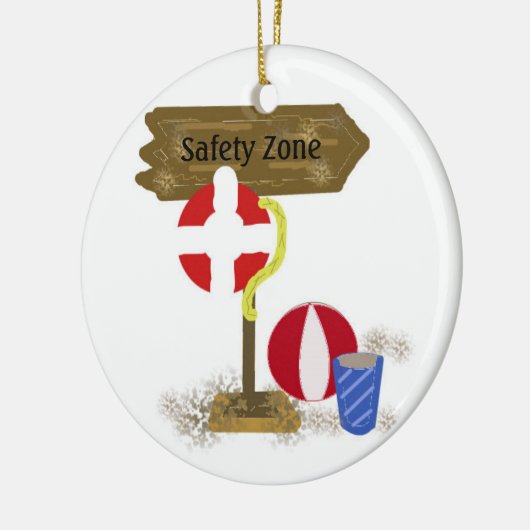 Sicherheitszone der Poolwache Keramik Ornament (Links)