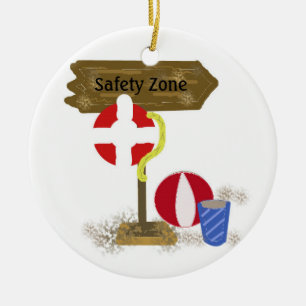 Sicherheitszone für Poolwächter Keramik Ornament